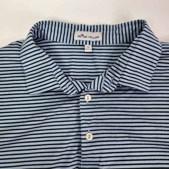 Peter Millar Crown easy bolder stripe Comfort Golf Polo Men's XL Blue Striped - Picture 1 of 8